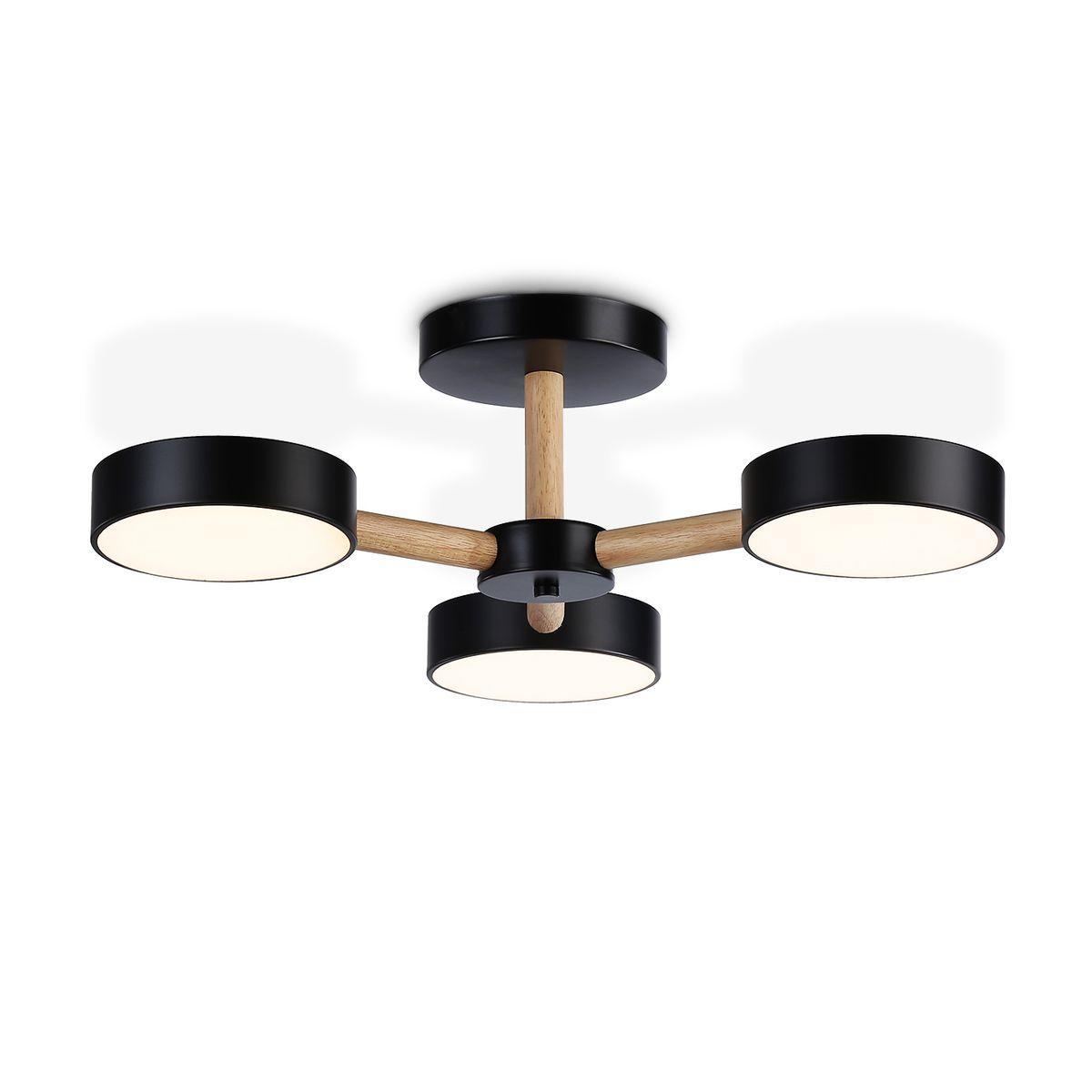 Люстры на штанге Потолочная светодиодная люстра Ambrella light Comfort LineTech в скандинавском стиле черный дерево / шпон