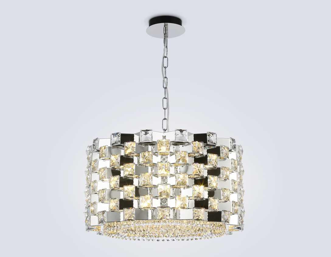 Люстры на штанге Люстра с хрусталем Ambrella light High Light прозрачный металл