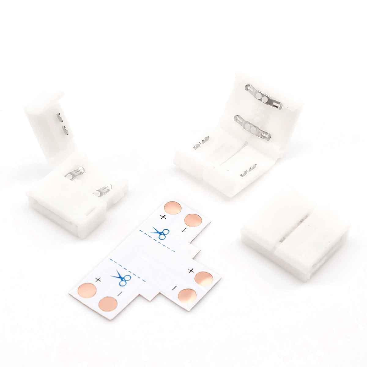 Светодиодные лент Коннектор T-образный для одноцветной светодиодной ленты 3014 5060 5050 5630 Apeyron 12 белый пластик