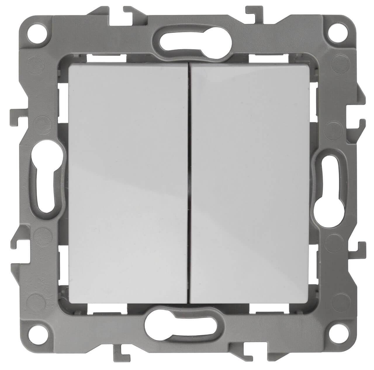 Электротовар Выключатель двухклавишный ЭРА 12 10AX 250V 12-1104-01 Б0014645 белый пластик
