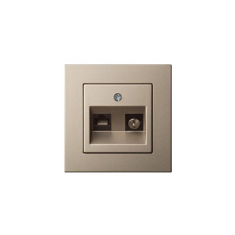 Электротовар Розетка RJ45 / TV Liregus Epsilon шампань 28-315 желтый пластик