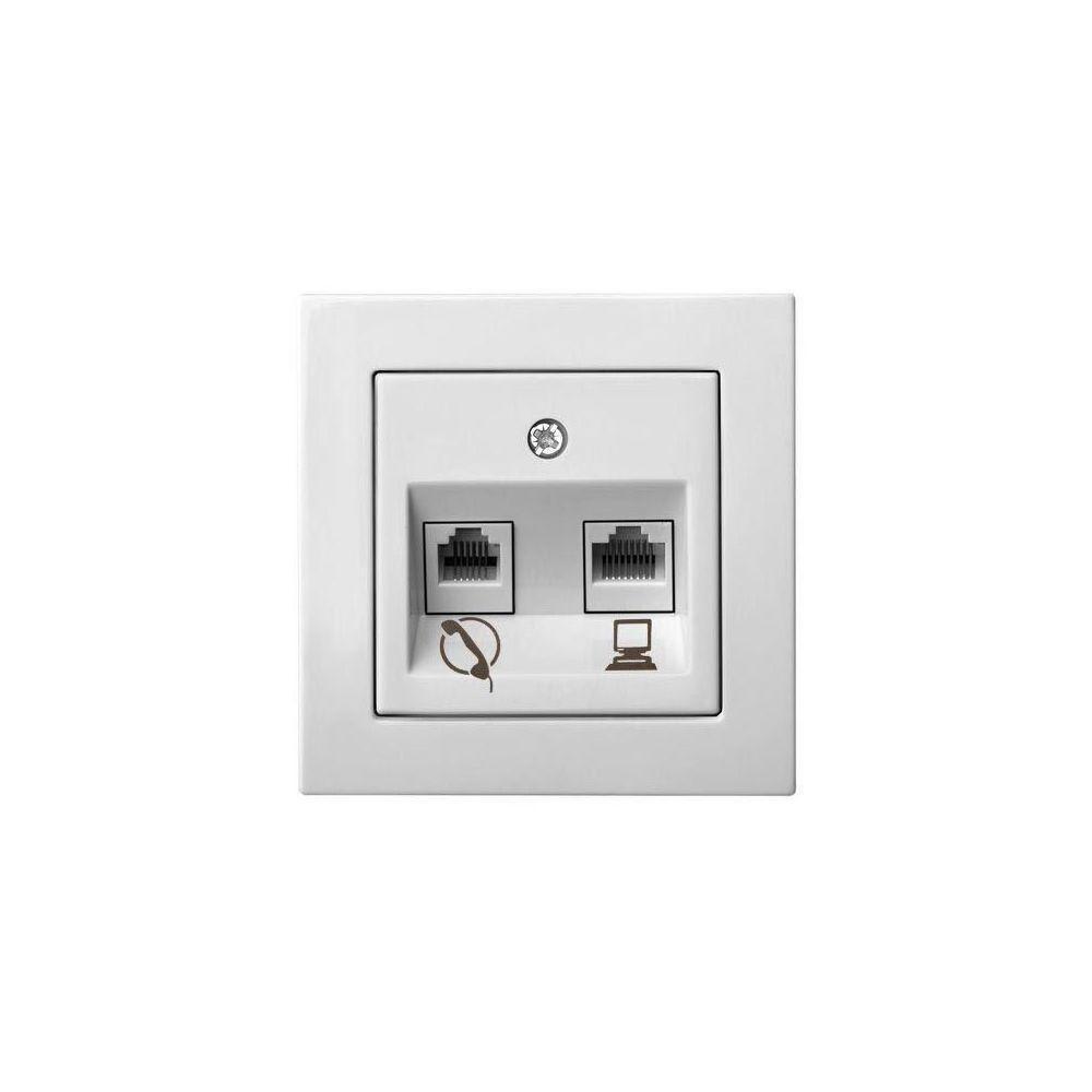 Электротовар Розетка RJ45 / RJ11 Liregus Epsilon белый 28-034 белый пластик