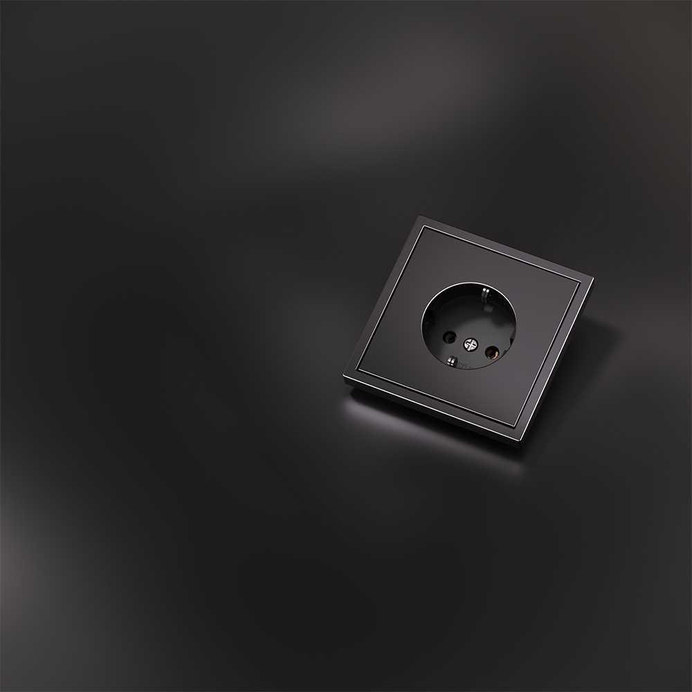 Электротовар Накладка для розетки с заземлением, S70 Metal (антрацит) Voltum VLSM000612 серый металл