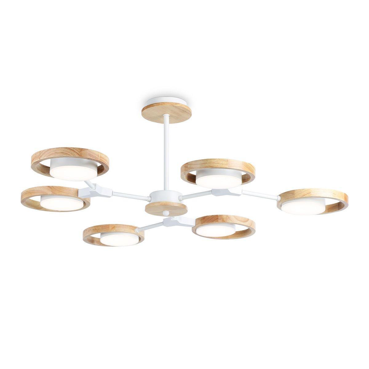Люстры на штанге Потолочная светодиодная люстра Ambrella light Comfort LineTech в скандинавском стиле коричневый дерево / шпон