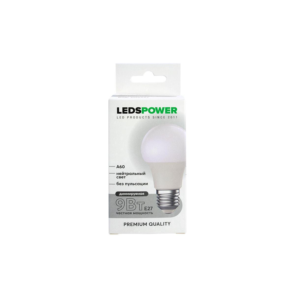 Лампочк Светодиодная лампа LEDS POWER A60 диммируемая белый стекло