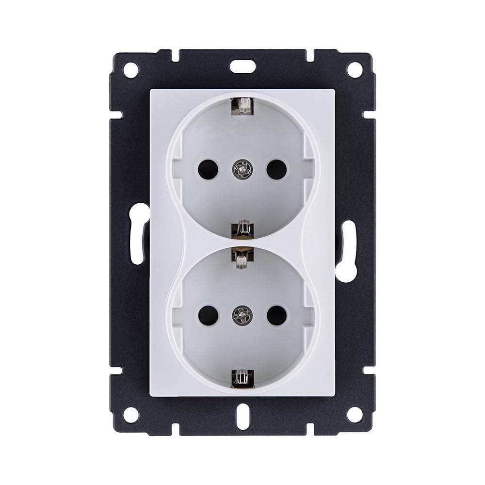 Электротовар Розетка штепсельная SCHUKO двойная 16A / 250 В, белый Kollinger REA-032WH для… белый
