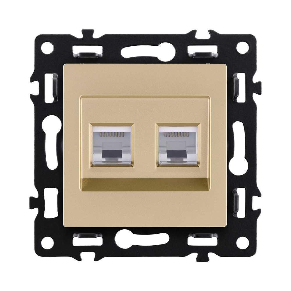 Электротовар Розетка двойная Ethernet RJ45 Cat.6, золотой Kollinger Asthetik AS-018GD золото