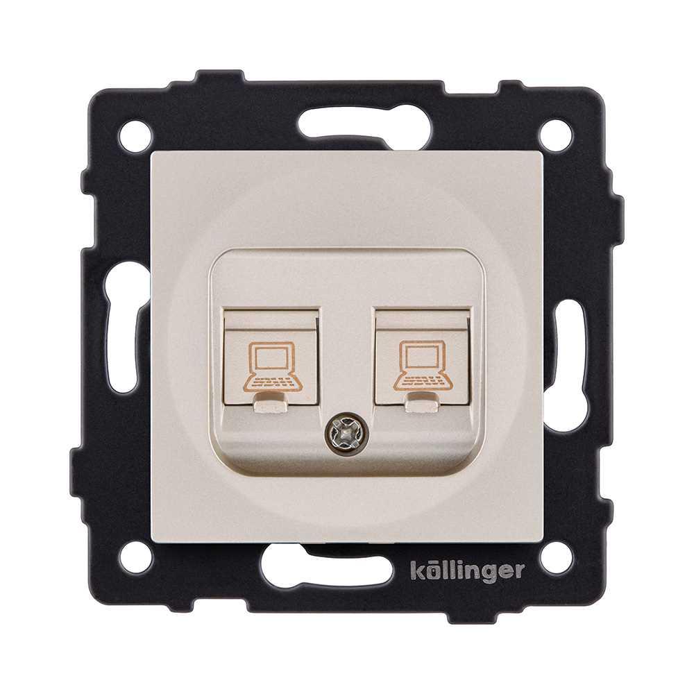 Электротовар Розетка двойная Ethernet RJ45 Cat.5, золотой Kollinger REA-015GD для Aspekt,… золото