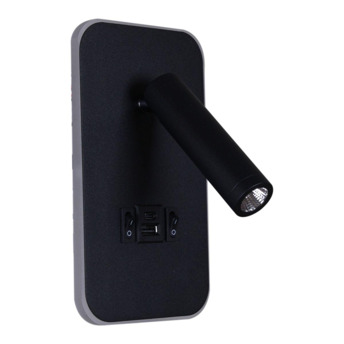 Настенные светильник Настенный светодиодный светильник Reluce 86204-9.2-001KT +USB BK черный металл
