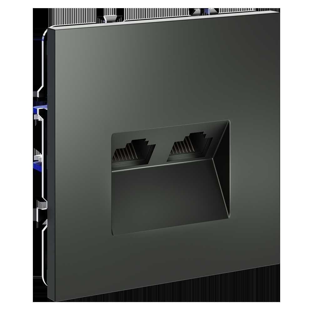 Электротовар Розетка компьютерная встраиваемая Voltum S70 двойная RJ45+RJ45 кат.6, (титан)… пластик