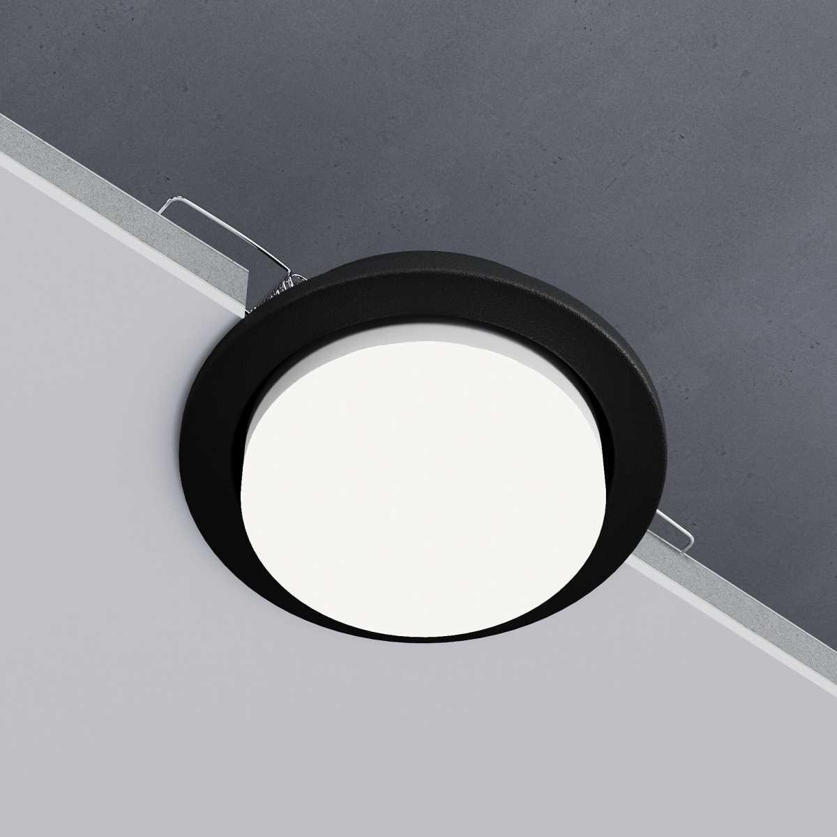 Офисное освещение Встраиваемый светильник Elektrostandard 1035 GX53 WH черный a069360 черный металл