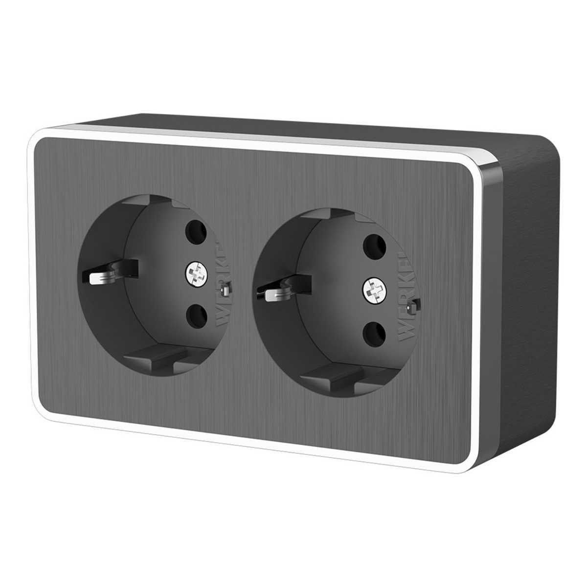 Электротовар Розетка двойная с заземлением Werkel Gallant графит рифленый W5072104 4690389164675 серый пластик