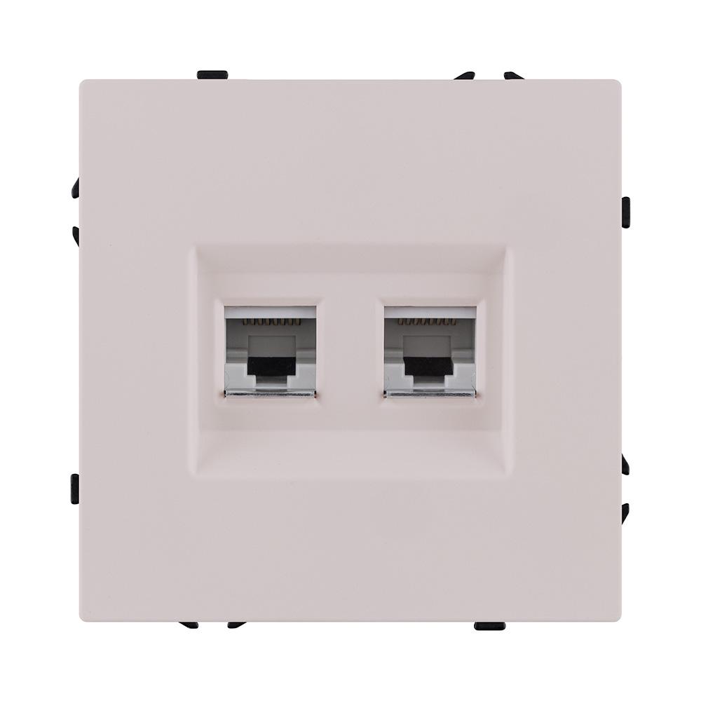 Электротовар Розетка двойная Ethernet RJ45 Cat.6, кашемир матовый Kollinger Eclipse EC-018CM бежевый