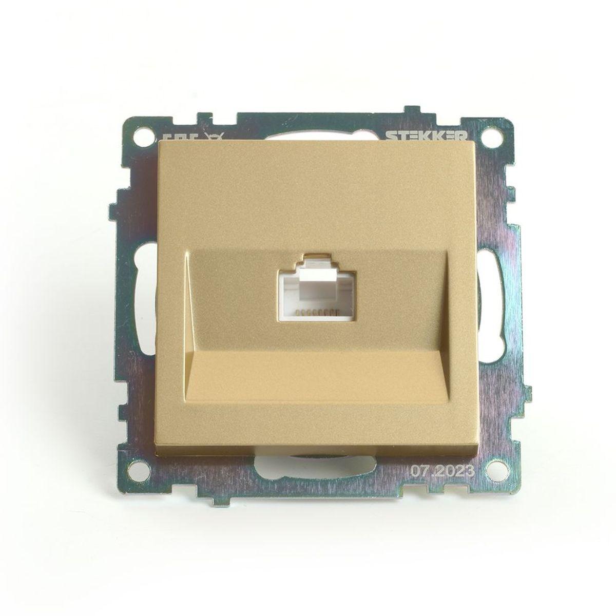 Электротовар Розетка компьютерная RJ-45 Stekker Катрин золото GLS00-7107-08 49227 золото пластик