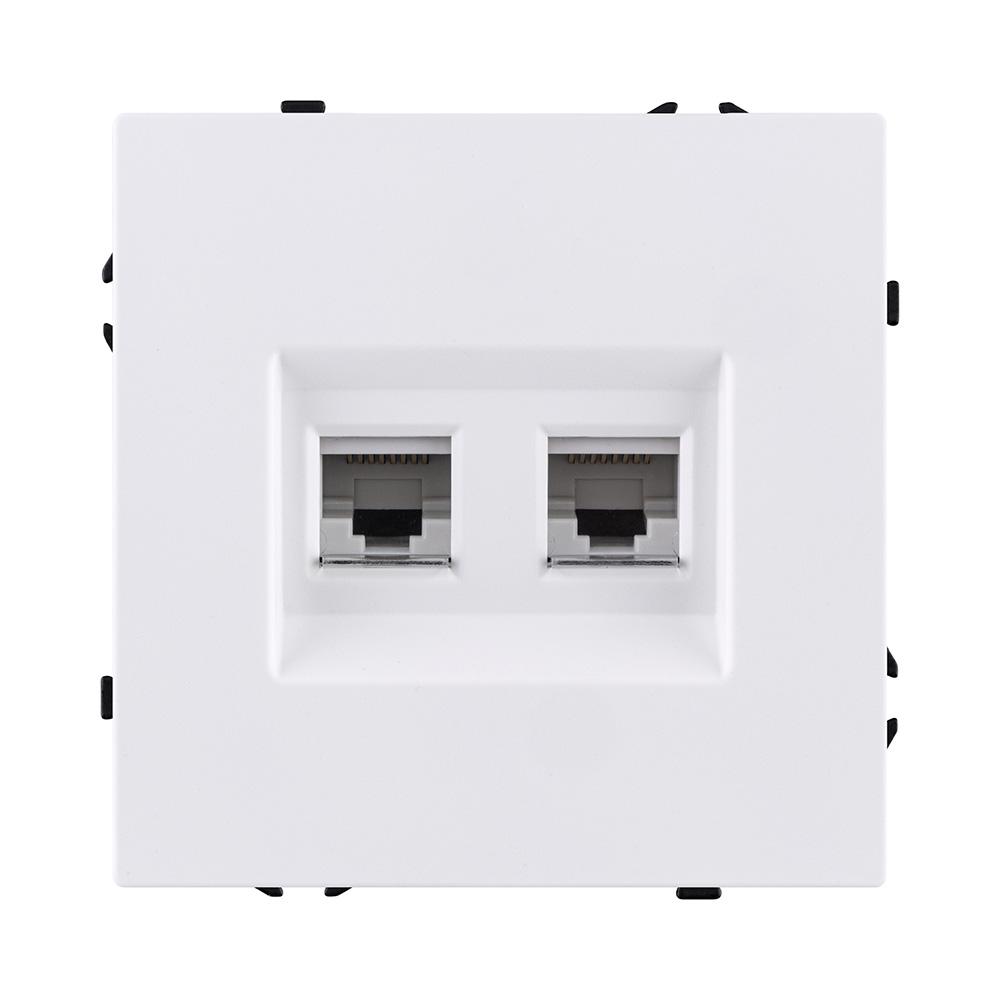 Электротовар Розетка двойная Ethernet RJ45 Cat.6, белый матовый Kollinger Eclipse EC-018WH белый