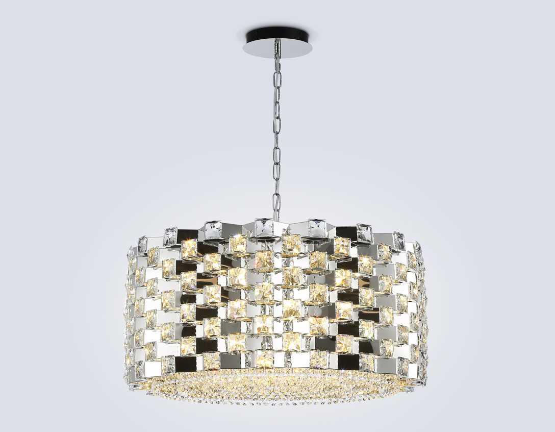 Люстры на штанге Люстра с хрусталем Ambrella light High Light прозрачный металл