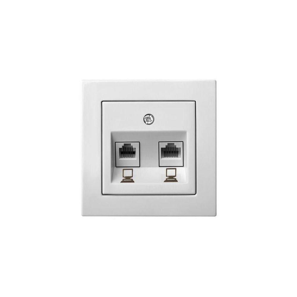 Электротовар Розетка 2хRJ45 Liregus Epsilon белый 28-033 белый пластик