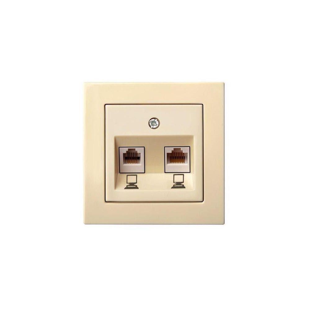 Электротовар Розетка 2хRJ45 Liregus Epsilon бежевый 28-083 бежевый пластик