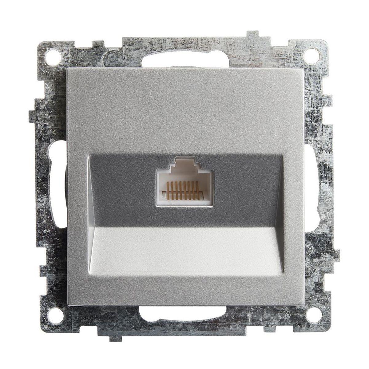 Электротовар Розетка компьютерная RJ-45 Stekker Катрин серебро GLS00-7107-03 39585 серебро поликарбонат / латунь / металлические / металл — главное фото