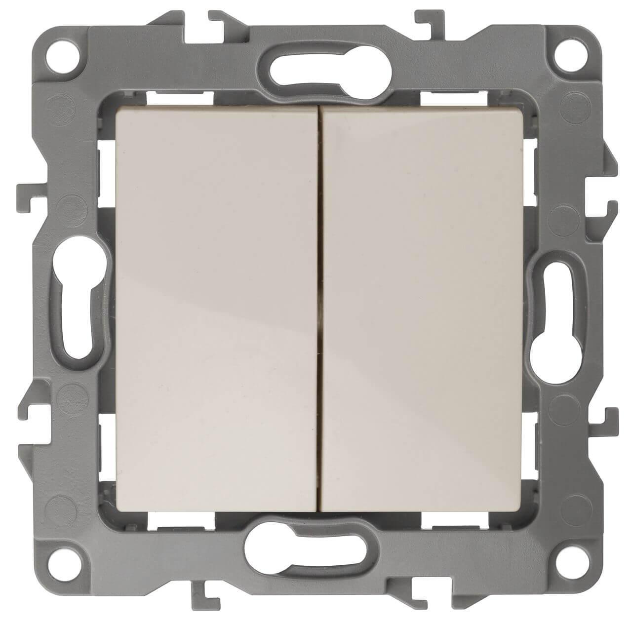 Электротовар Выключатель двухклавишный ЭРА 12 10AX 250V 12-1004-02 Б0014652 белый пластик