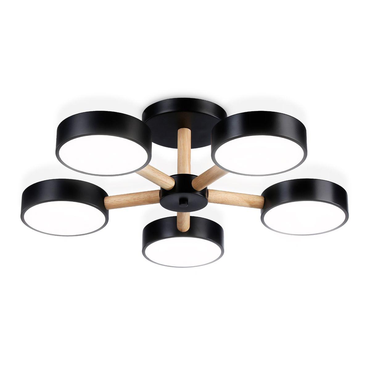 Люстры на штанге Потолочная светодиодная люстра Ambrella light Comfort LineTech черный дерево / шпон