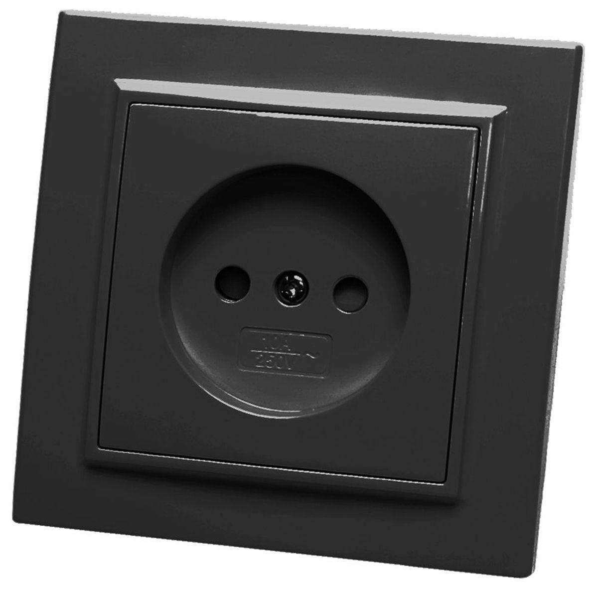 Электротовар Розетка 2P Stekker Эрна со шторками черный PST10-9009-03 39477 черный пластик
