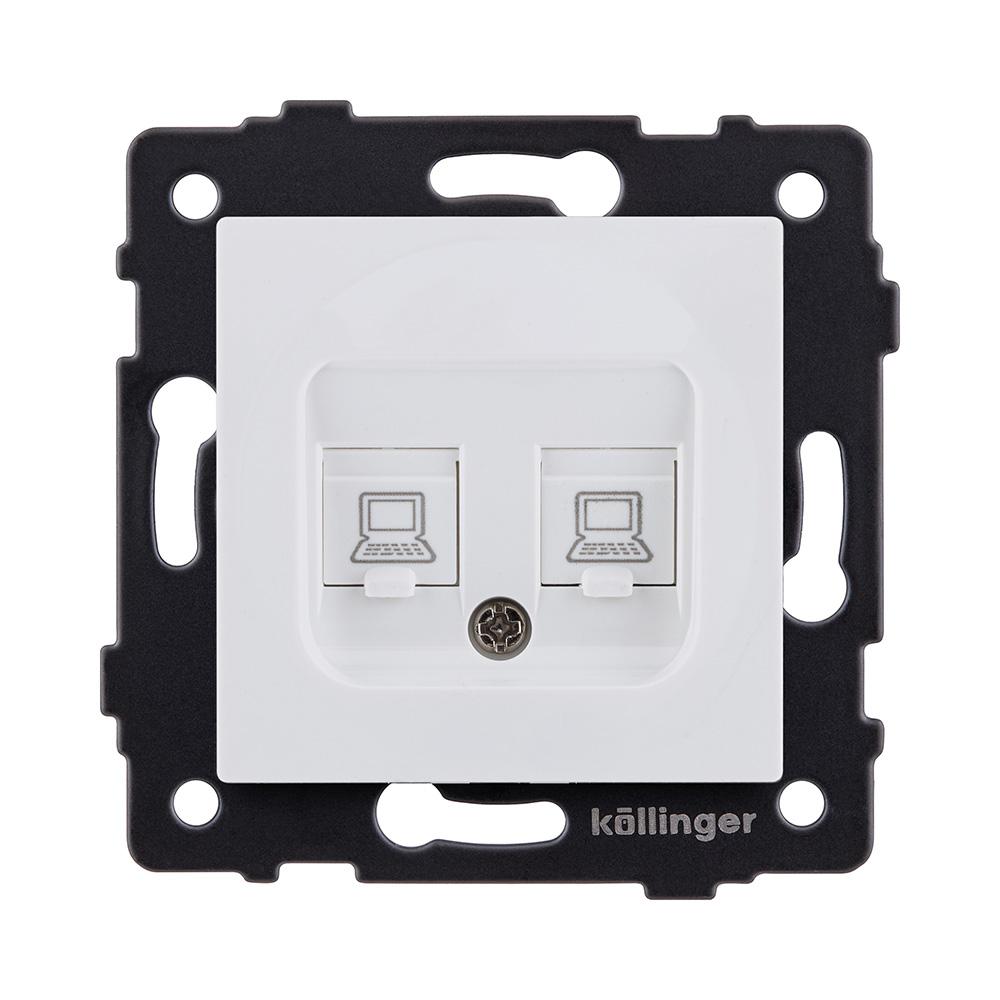 Электротовар Розетка двойная Ethernet RJ45 Cat.6, белый матовый Kollinger REA-019WM для Aspekt,… белый
