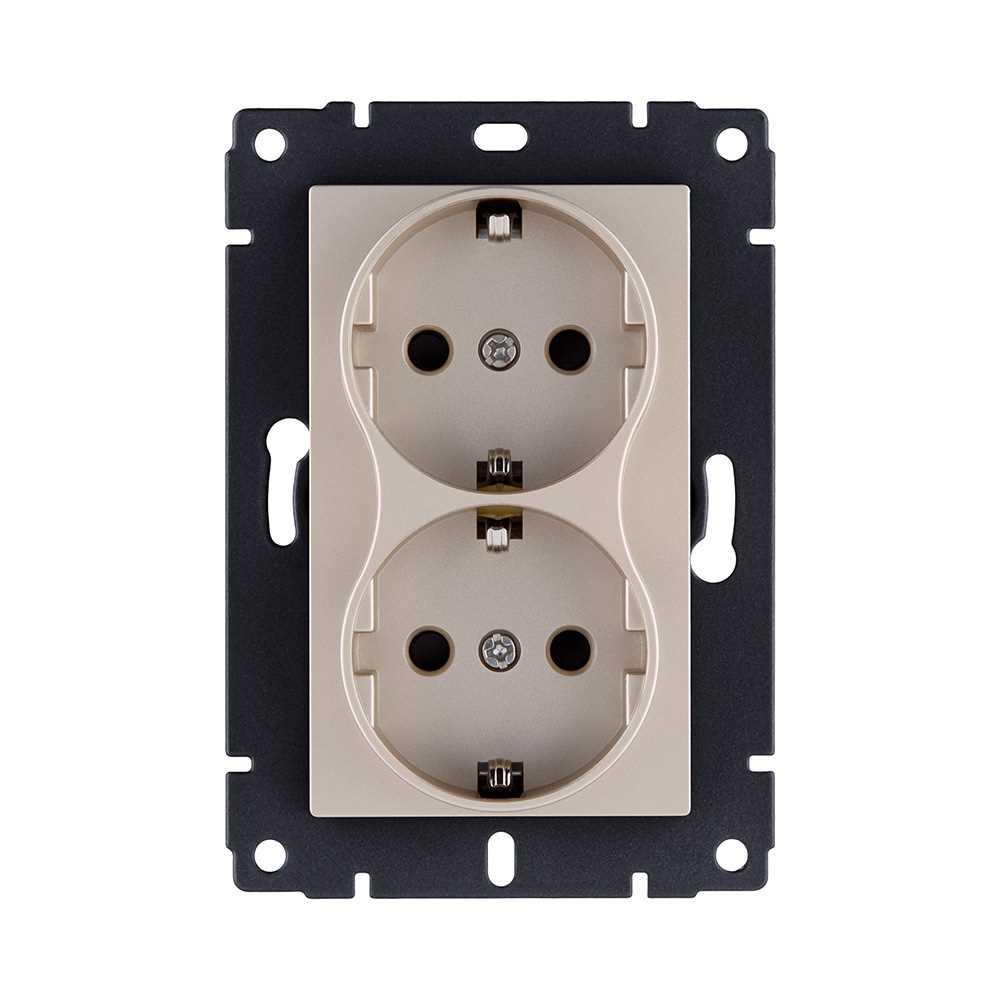 Электротовар Розетка штепсельная SCHUKO двойная 16A / 250 В, золотой Kollinger REA-032GD для… золото