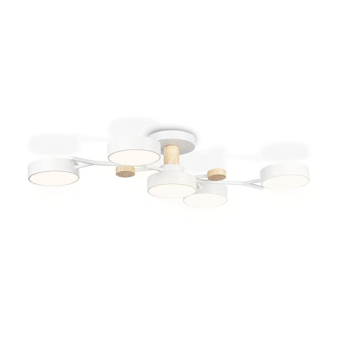 Люстры на штанге Потолочная светодиодная люстра Ambrella light Comfort LineTech белый дерево / шпон