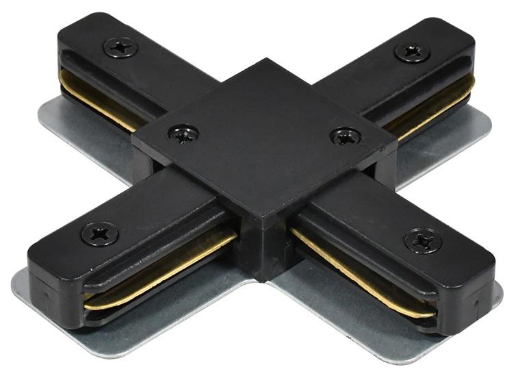 Трековые систем Коннектор X-образный Hesby Lighting Skylite для накладного шинопровода 220В, чёрный… черный металл