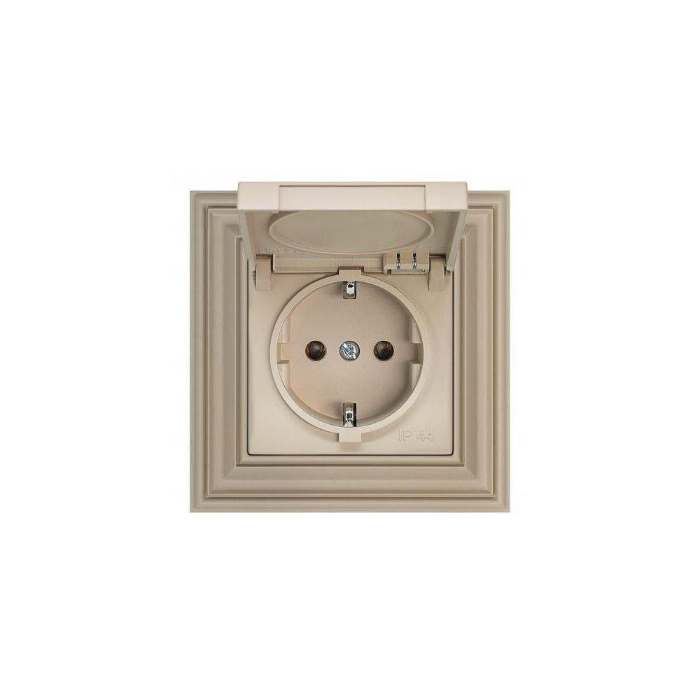 Электротовар Розетка 2P+E Liregus Retro с крышкой кремовый омбре 29-123 кремовый пластик
