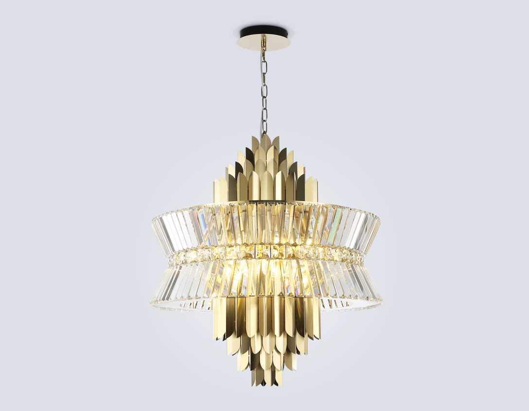 Люстры на штанге Люстра с хрусталем Ambrella light High Light прозрачный металл
