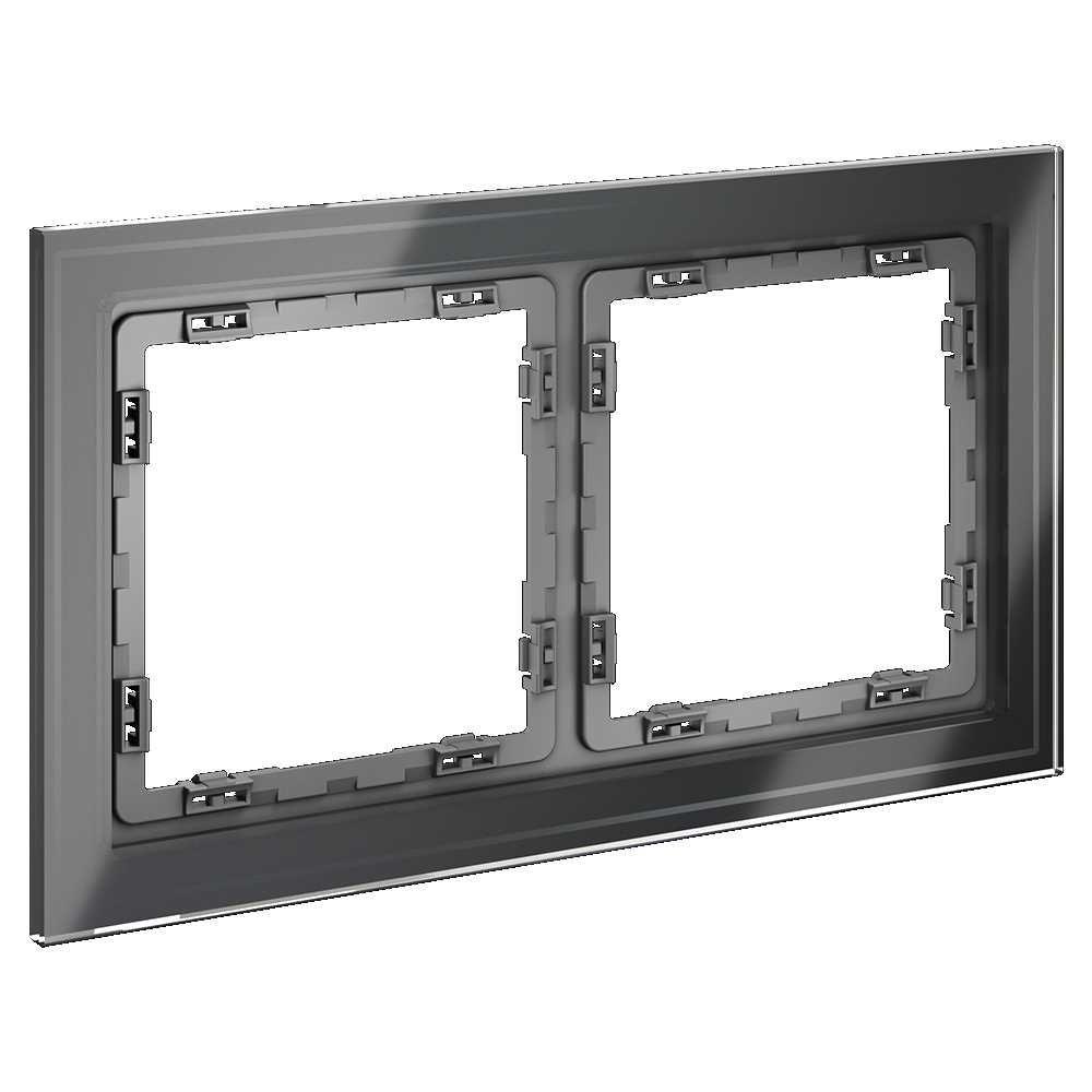Электротовар Рамка стеклянная Voltum S70 на 2 поста, (графит, стекло) VLS110207 серый