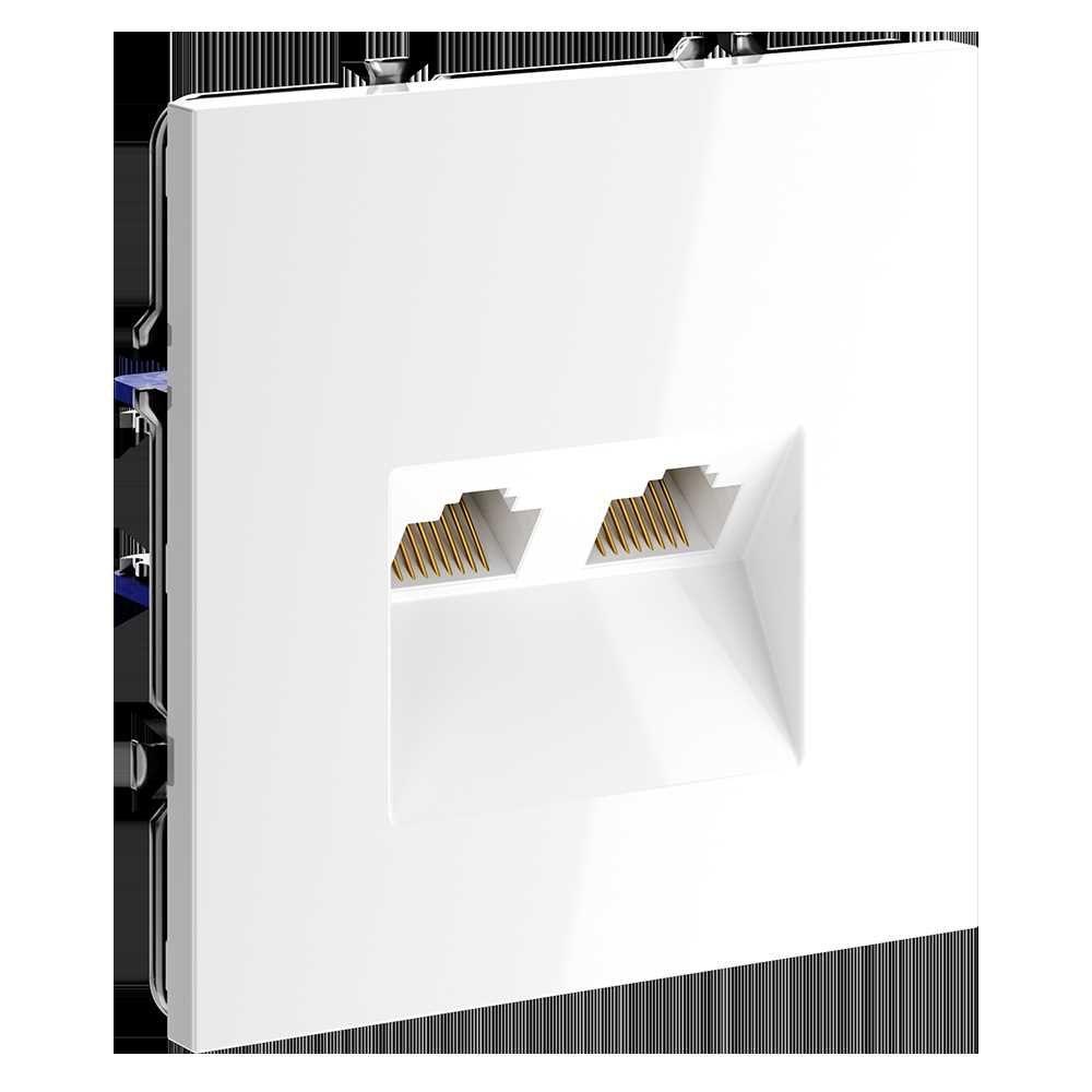 Электротовар Розетка компьютерная встраиваемая Voltum S70 двойная RJ45+RJ45 кат.6, (белый… белый пластик