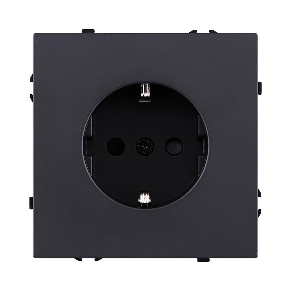 Электротовар Розетка штепсельная SCHUKO 16A / 250 В, черный матовый Kollinger Eclipse EC-014BK черный