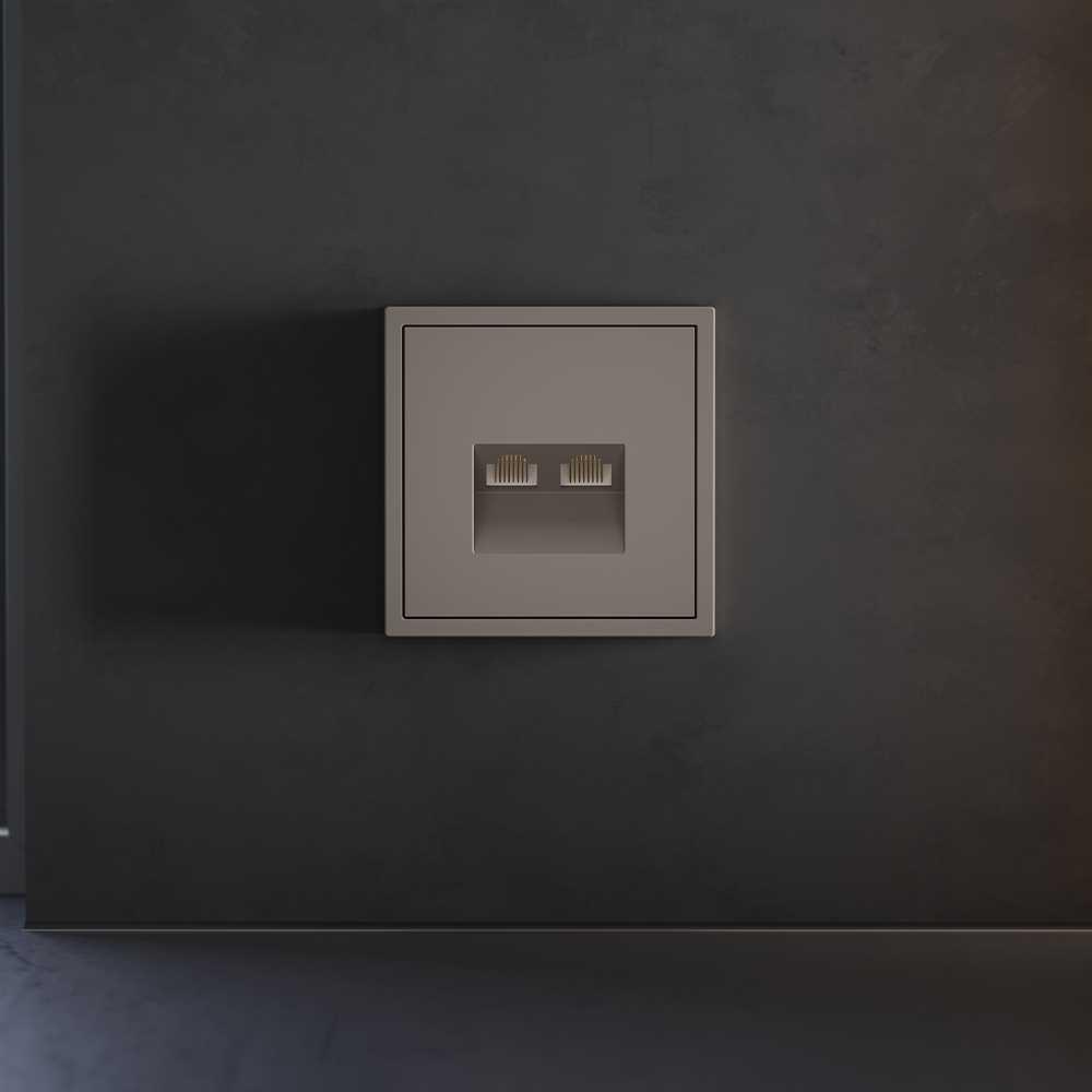Электротовар Накладка для розетки компьютерной двойной RJ45+RJ45 кат.6, S70 (капучино) Voltum… пластик