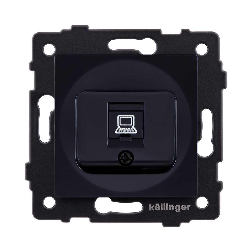 Электротовар Розетка Ethernet RJ45 Cat.5, черный Kollinger REA-016BK для Aspekt, Eleganz, Reflex черный