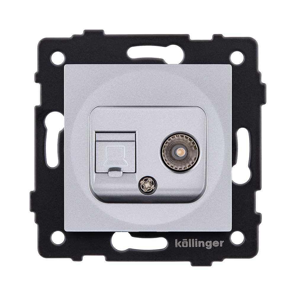 Электротовар Розетка двойная TV (мама) + RJ45 Cat.6, серый Kollinger REA-012GY для Aspekt,… серый