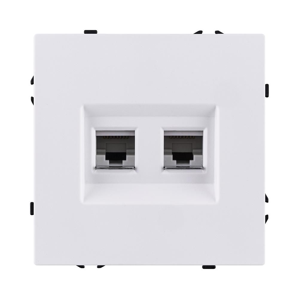 Электротовар Розетка двойная Ethernet RJ45 Cat.6, белый глянцевый Kollinger Eclipse EC-018WG белый