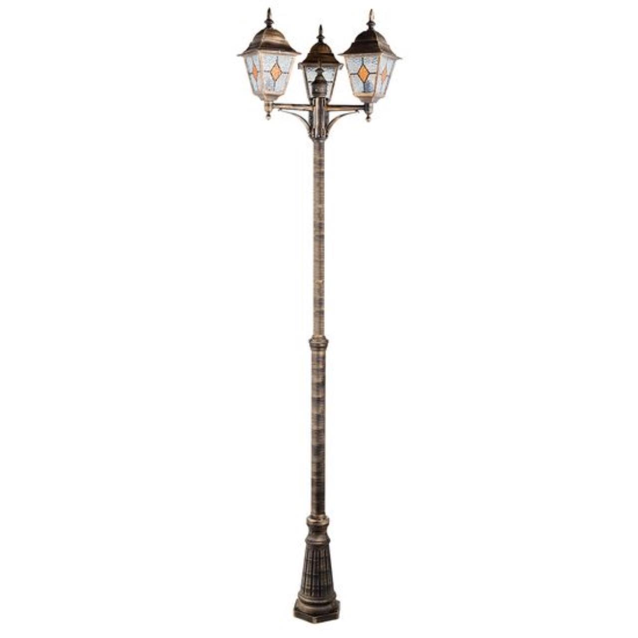 Уличное освещение Садово-парковый светильник Arte Lamp Madrid A1542PA-3BN коричневый стекло