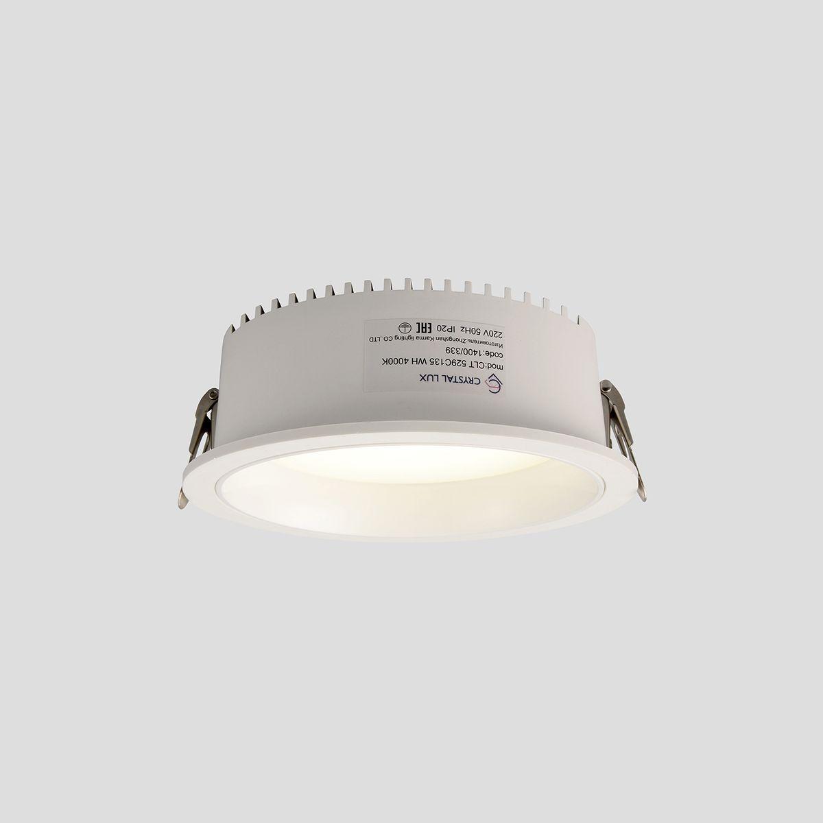 Светильник Встраиваемый светодиодный светильник Crystal Lux CLT 529C135 WH белый пластик