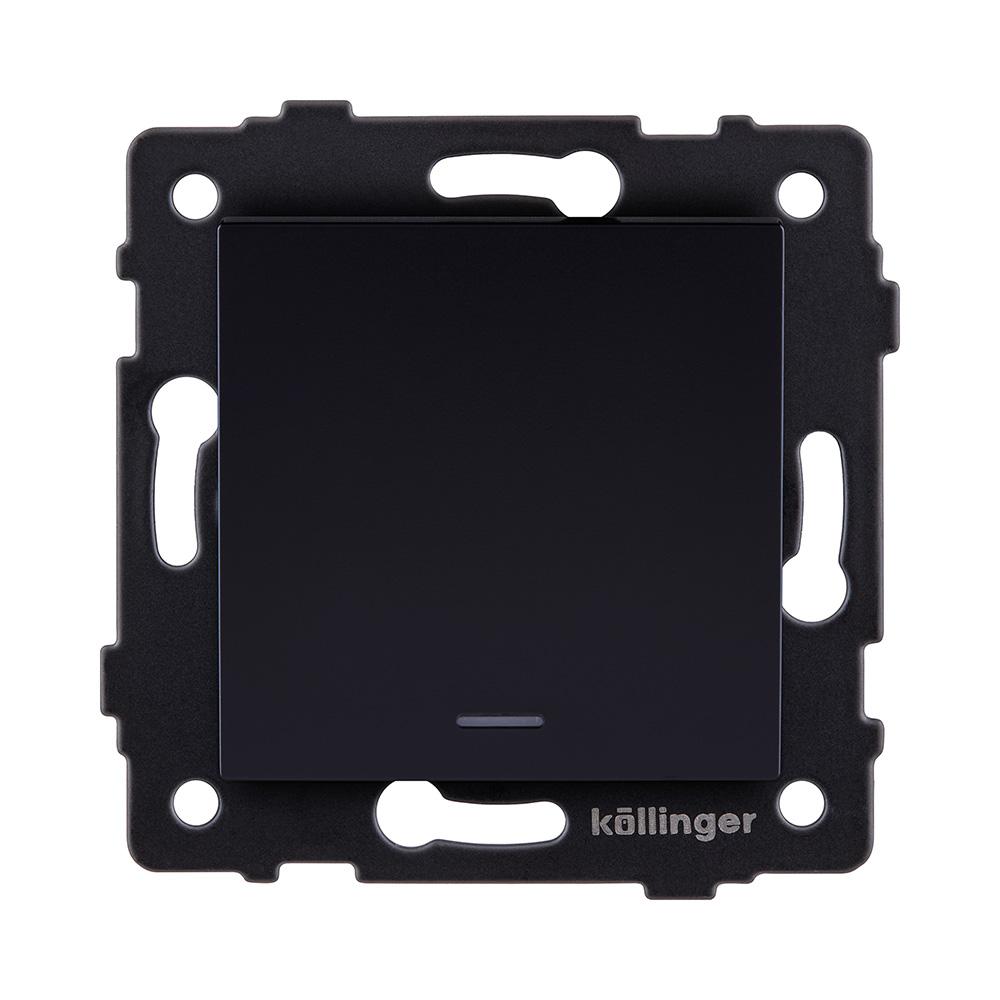 Электротовар Выключатель 1-клавишный 10А / 250В с LED подсветкой, черный Kollinger REA-S-002BK… черный
