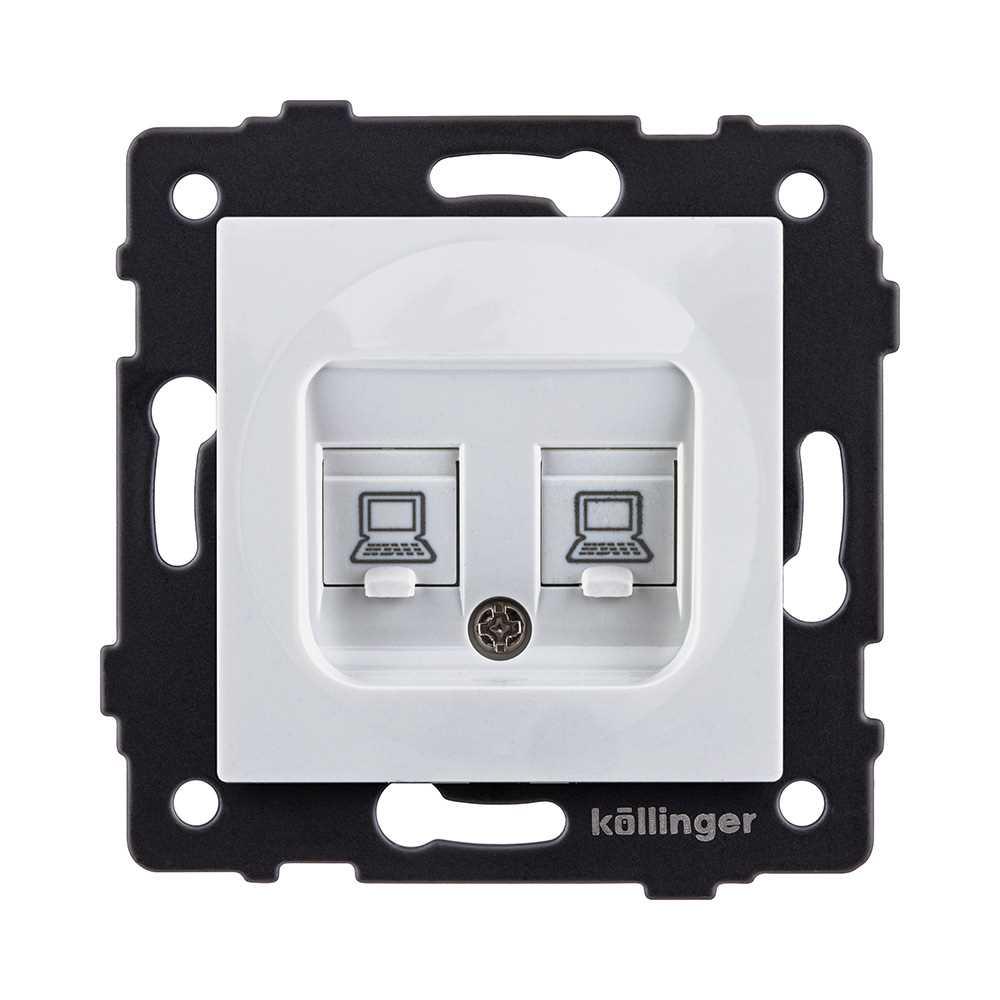Электротовар Розетка двойная Ethernet RJ45 Cat.6, белый Kollinger REA-019WH для Aspekt, Eleganz,… белый