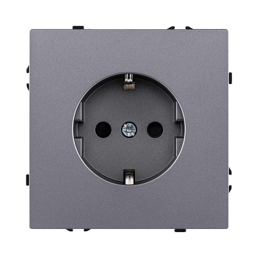 Электротовар Розетка штепсельная SCHUKO 16A / 250 В, серый Kollinger Eclipse EC-014GY серый