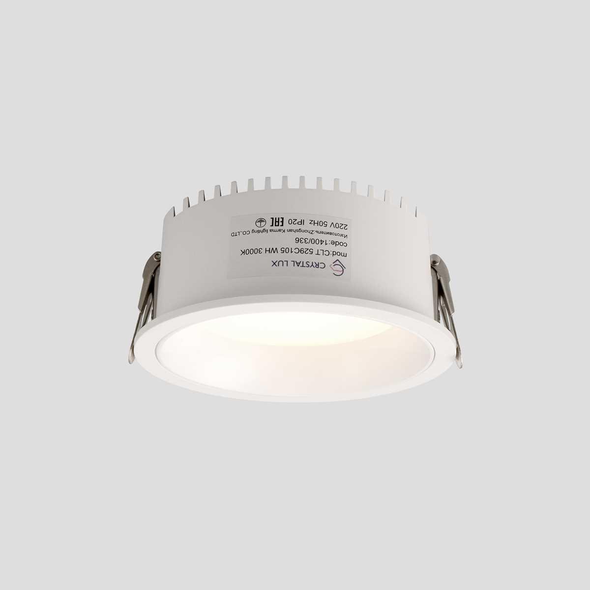 Светильник Встраиваемый светодиодный светильник Crystal Lux CLT 529C105 WH белый пластик