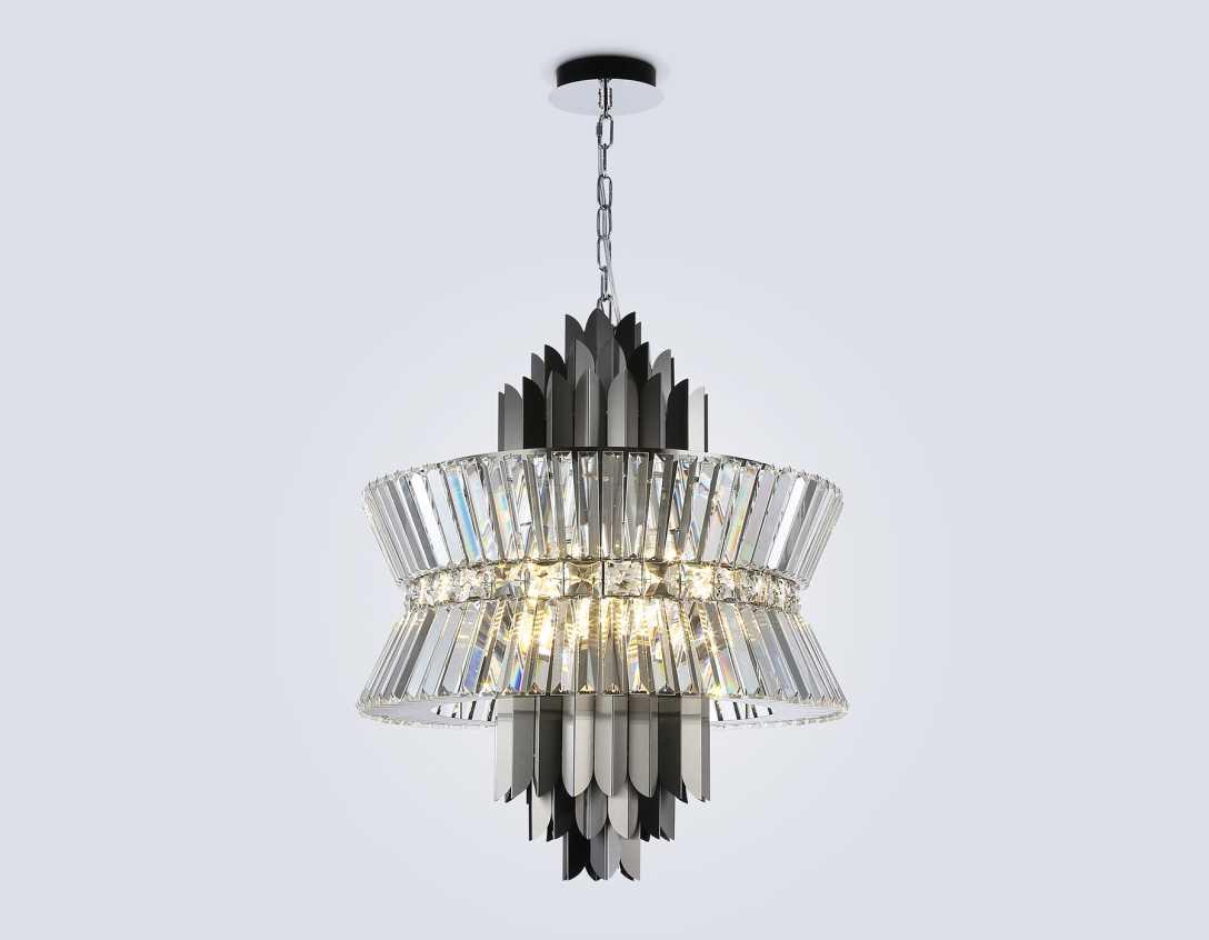Люстры на штанге Люстра с хрусталем Ambrella light High Light прозрачный металл