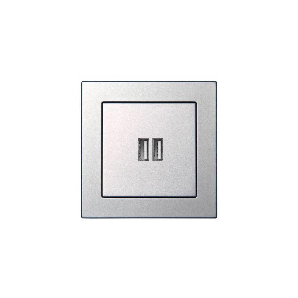 Электротовар Розетка 2xUSB Liregus Epsilon серебро 28-1857 серебро пластик