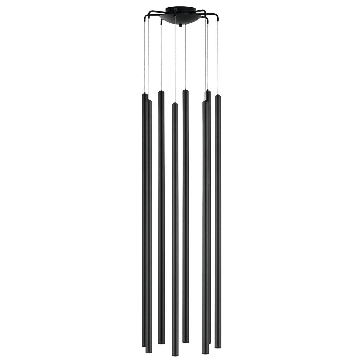 Светильник Комплект с подвесной люстрой Lightstar Tubo (574737+747447 (8шт) в стиле минимализм черный металл