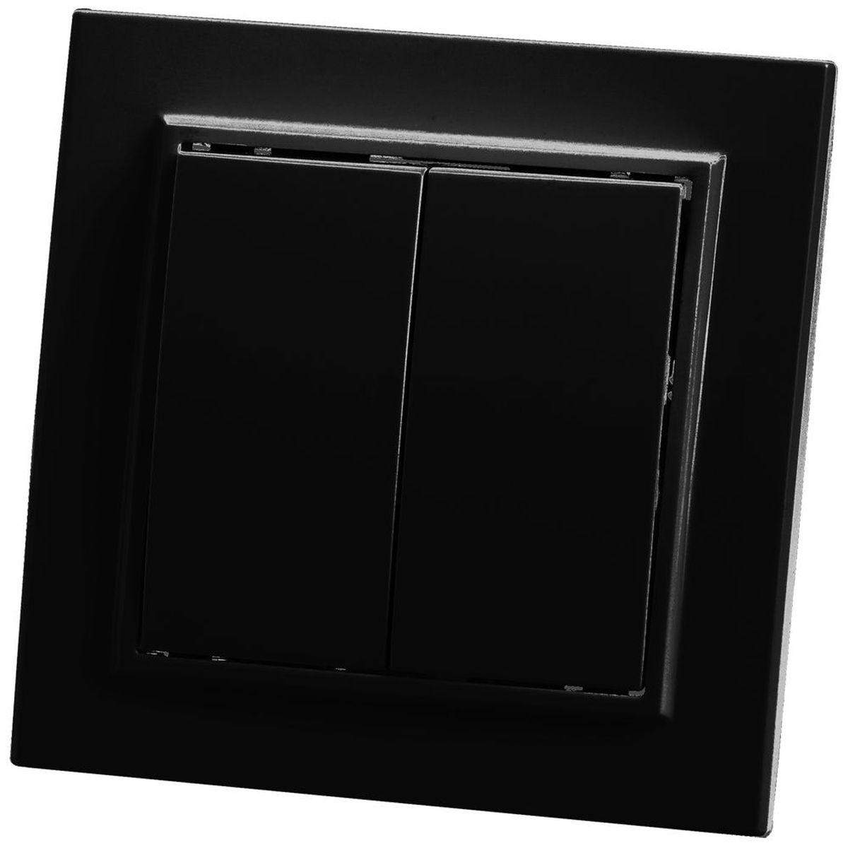 Электротовар Выключатель двухклавишный Stekker Эрна черный PSW10-9004-03 39473 черный пластик