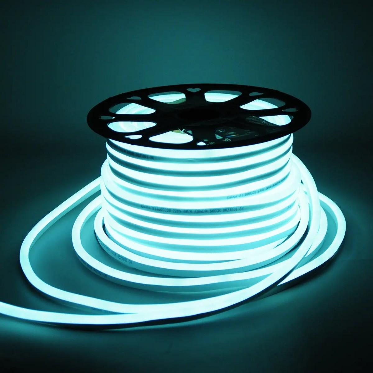 Светодиодные лент Гибкий неон Gauss m 120LED m 2835SMD холодный белый 50M белый пластик